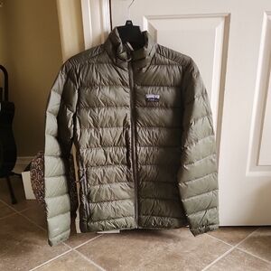 Eddie Bauer Men's Olive Quilted Down Puffer Jacket